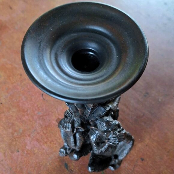 Unique 3 Monkeys Hear, Speak, See No Evil Under Palm Tree Pillar Candle Holder - Picture 7 of 7